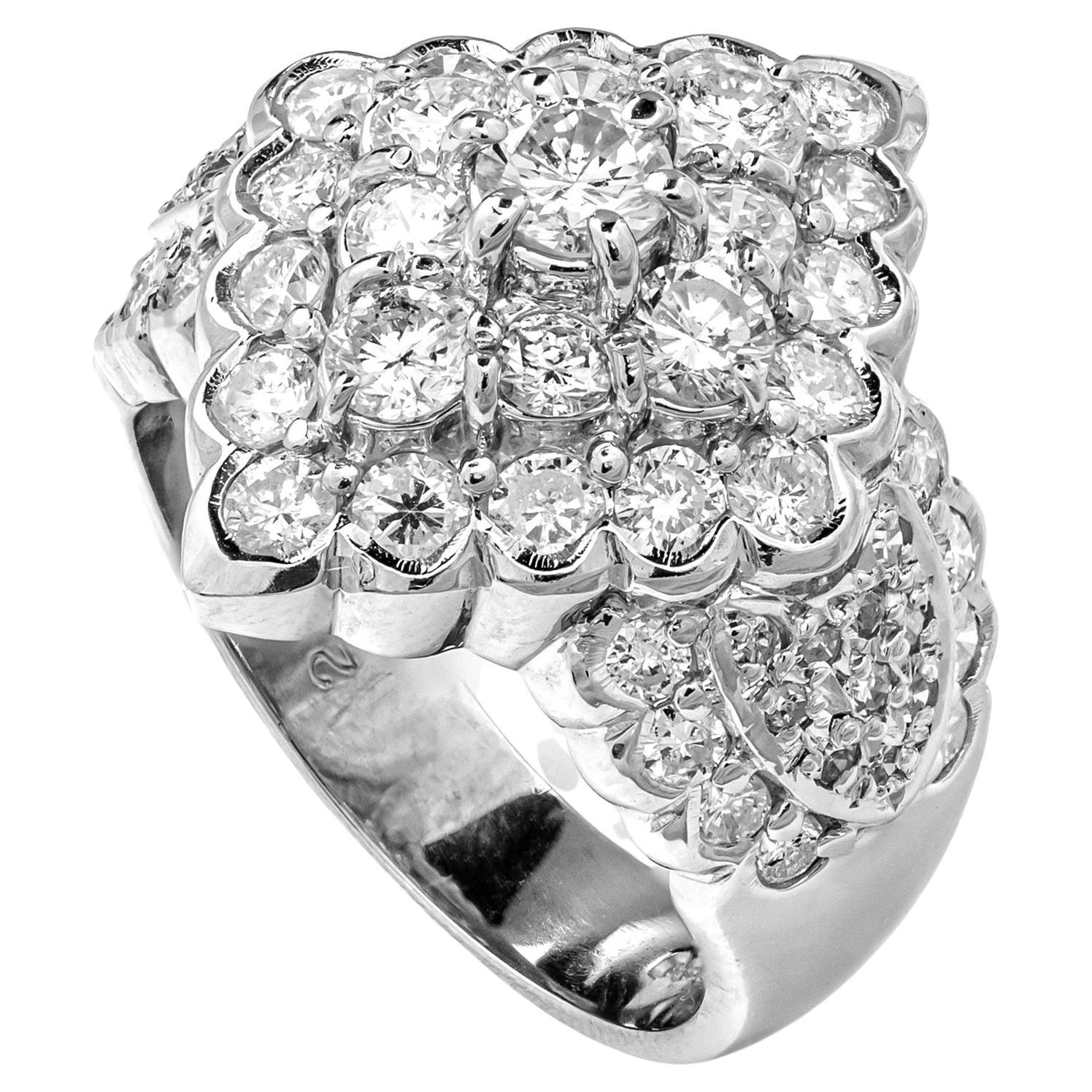 2.50 ct Natural White Diamonds Cluster Ring For Sale