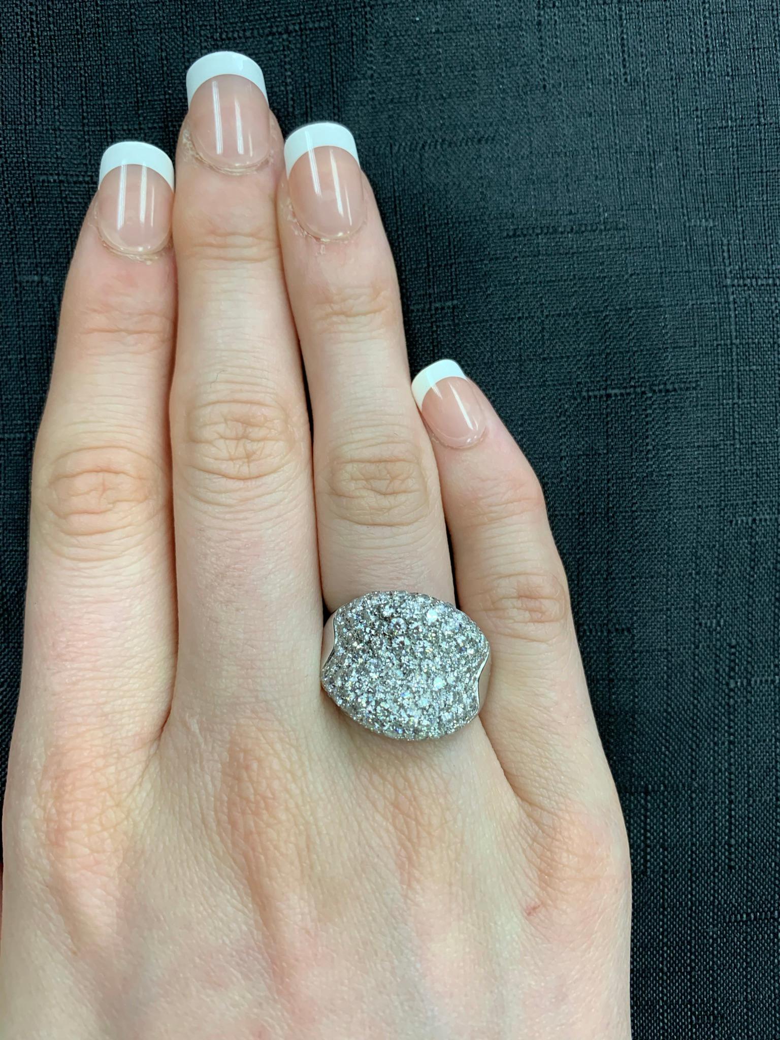 2.50 Cts. Diamond Bombe Cocktail Ring, 18k White Gold For Sale 1