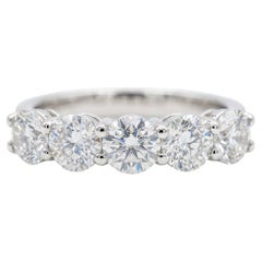2.50 CTW Five-Stone Diamond Wedding Ring in 18K White Gold