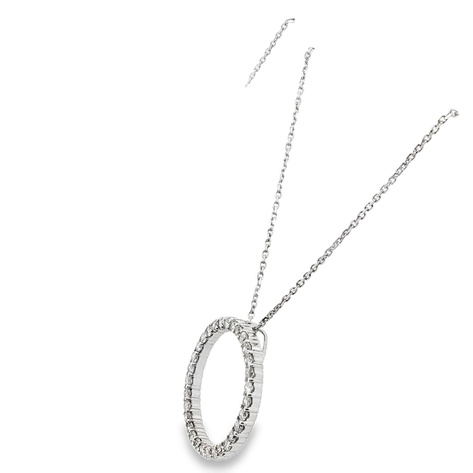 Taglio brillante Collana con ciondolo a cerchio aperto con diamanti taglio brillante rotondo da 2,50 CTW in oro bianco 14K in vendita