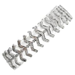 2.50 CTW Diamond Round Brilliante Fishbone Link Link Bracelet en or blanc 14 Karat