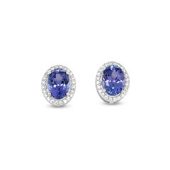 Tanzanite Silver Earrings-Tanzanite Stud Earring-Tanzanite Gemstones Earring