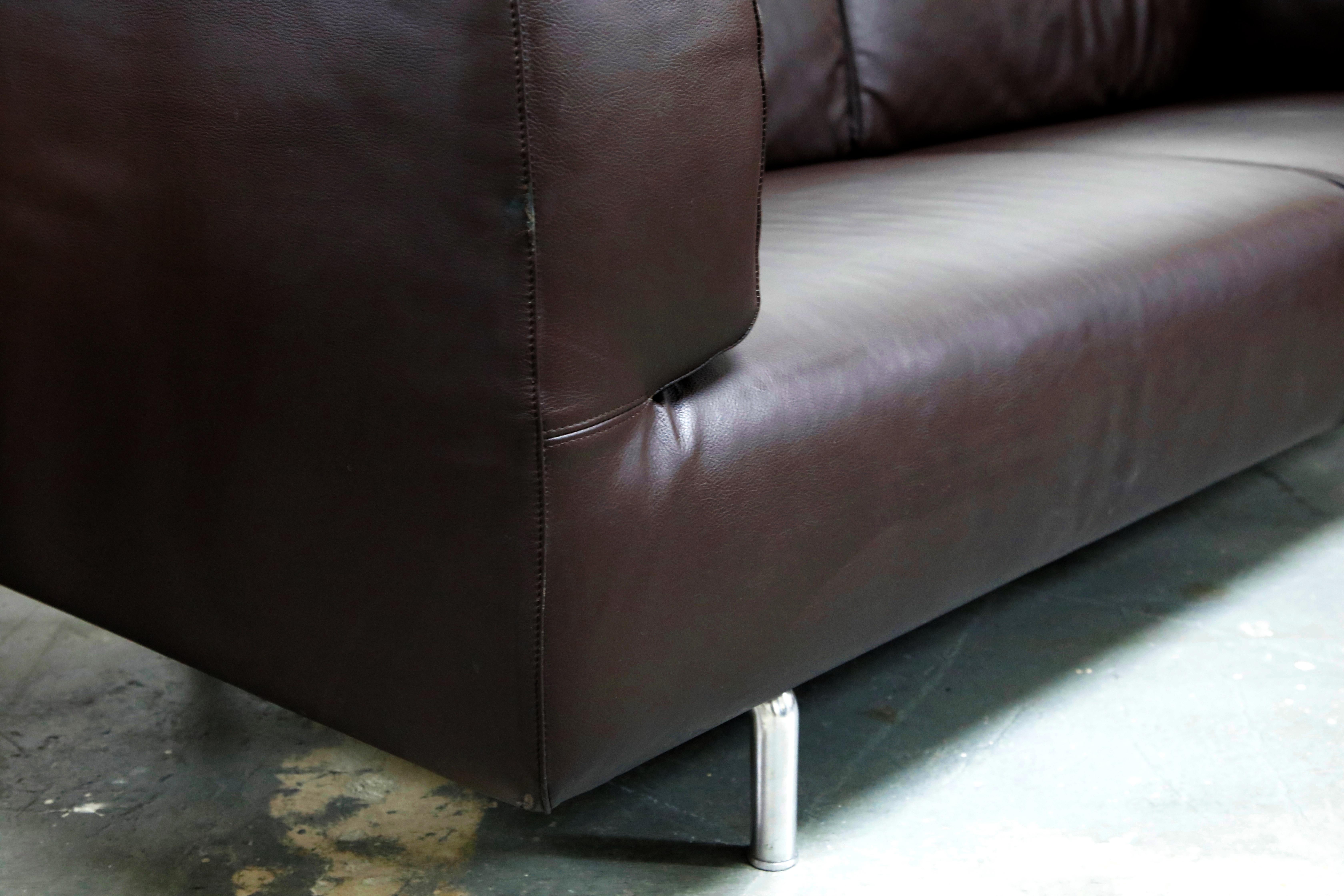 '250 Met Two-Sofa' in Dark Brown Leather by Piero Lissoni for Cassina, Signed 5