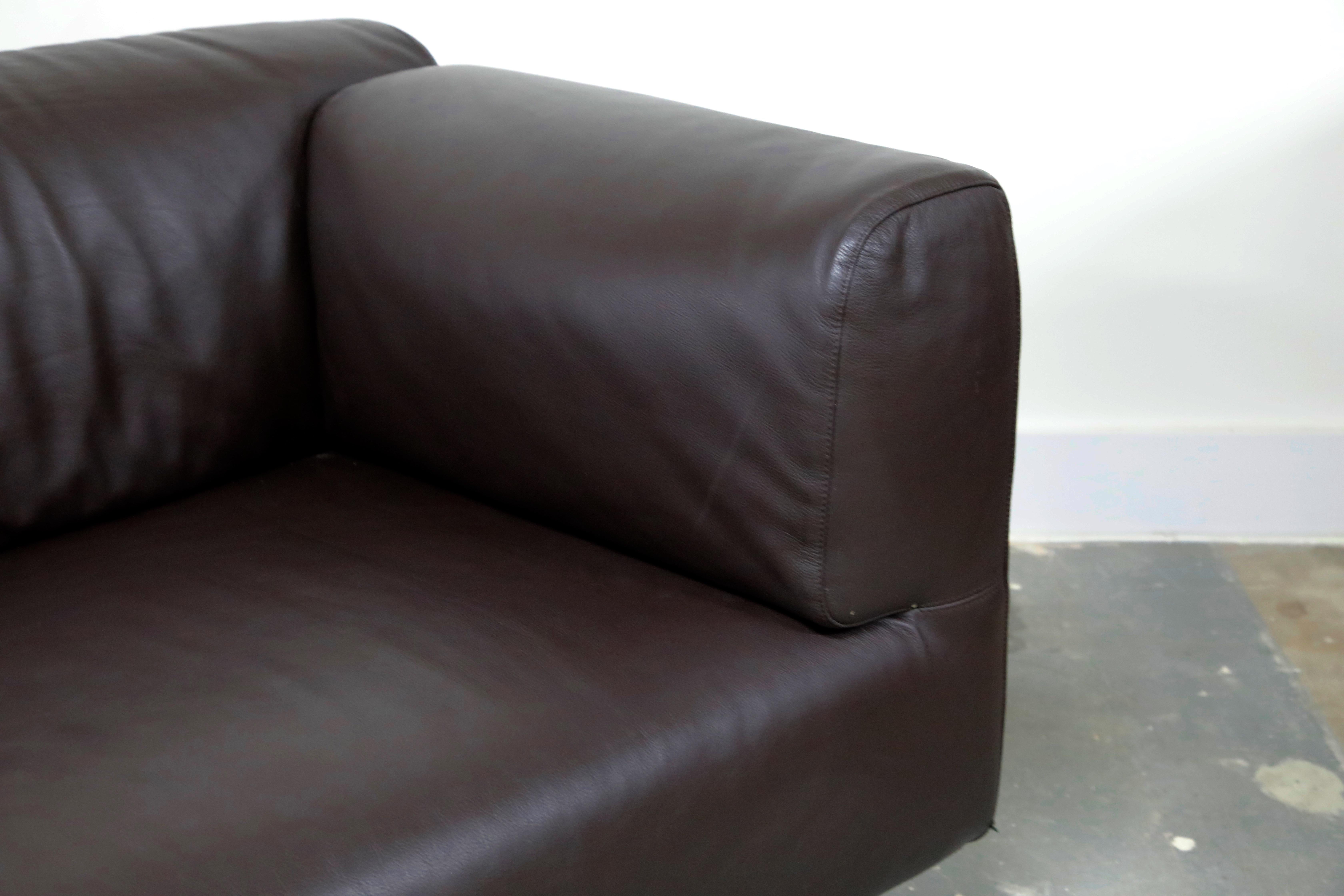 '250 Met Two-Sofa' in Dark Brown Leather by Piero Lissoni for Cassina, Signed 6