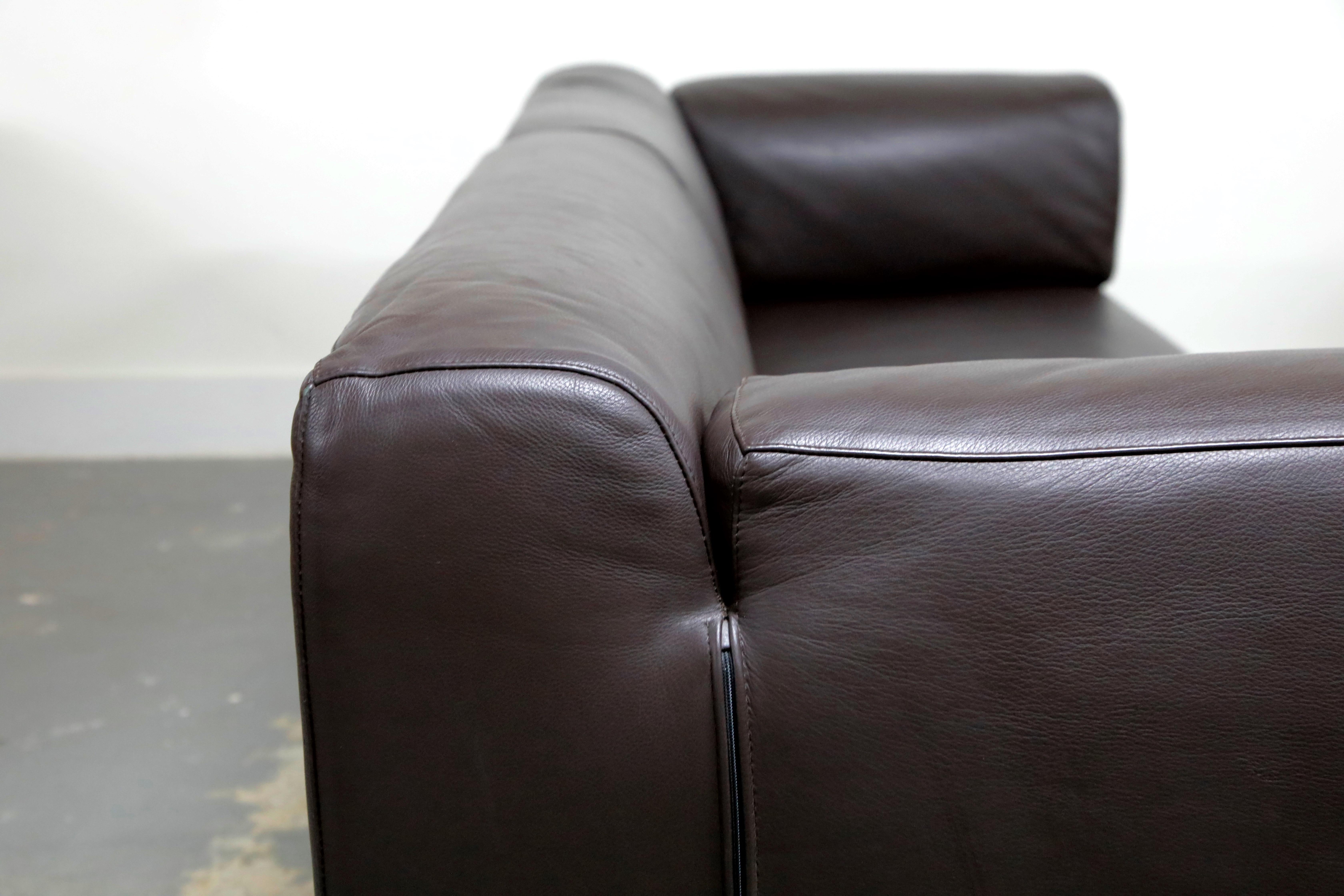 '250 Met Two-Sofa' in Dark Brown Leather by Piero Lissoni for Cassina, Signed 7