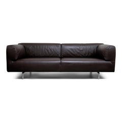 '250 Met Two-Sofa' in Dark Brown Leather by Piero Lissoni for Cassina, Signed