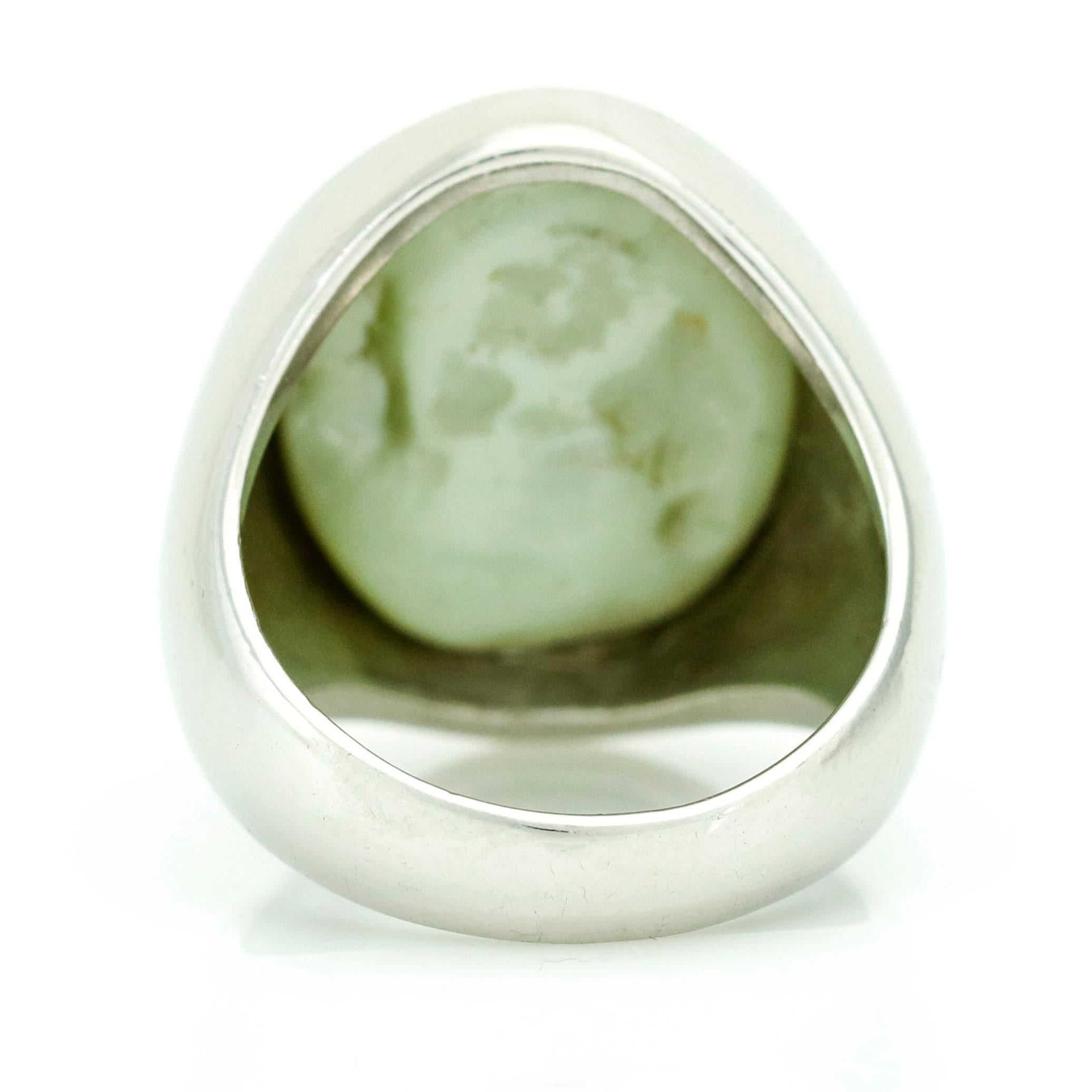 Oval Cut 25.00 Carat Platinum GIA Cat's Eye Chrysoberyl Oval Stone Signet Ring For Sale