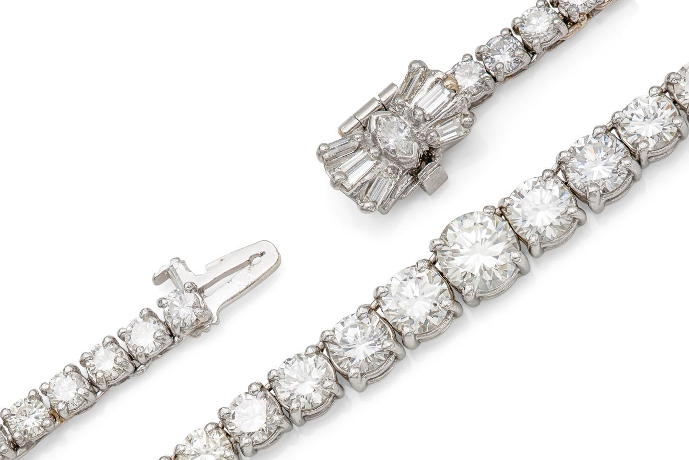 25,00 Quilates Collar Riviera de Diamantes de Corte Redondo en Bueno estado para la venta en New York, NY