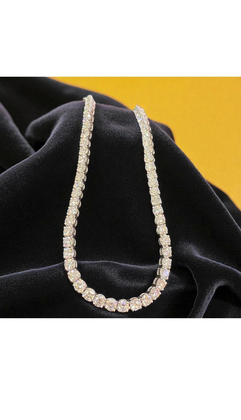 25.00 Karat Runde Diamanten in Brillantform  Gold-Tennis-Halskette im Angebot 6