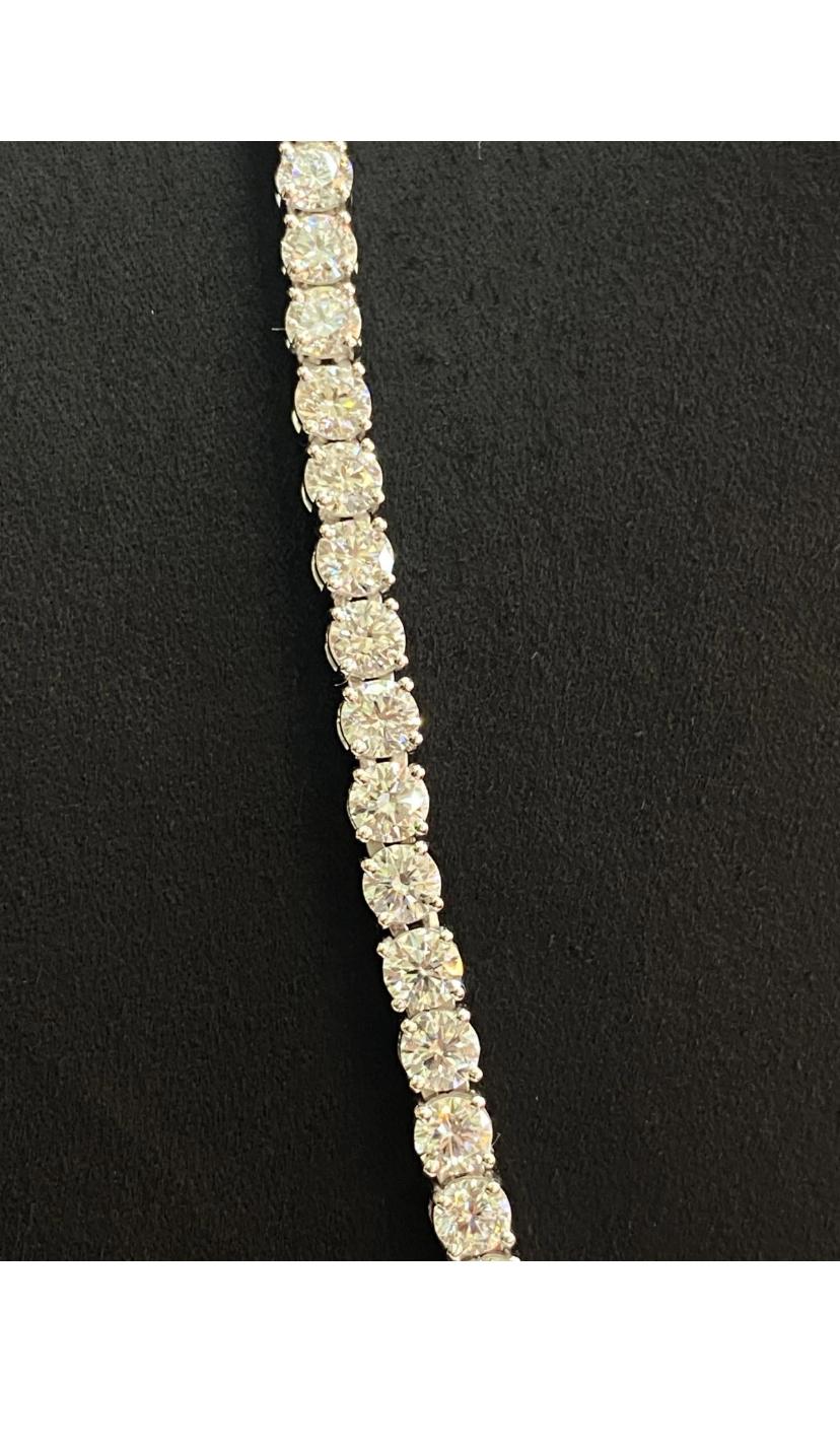 25.00 Karat Runde Diamanten in Brillantform  Gold-Tennis-Halskette im Angebot 1