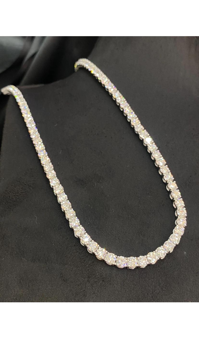 25.00 Karat Runde Diamanten in Brillantform  Gold-Tennis-Halskette im Angebot 2