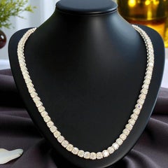 25.00 Carats Round Brillant Shape Diamonds Gold Tennis Necklace