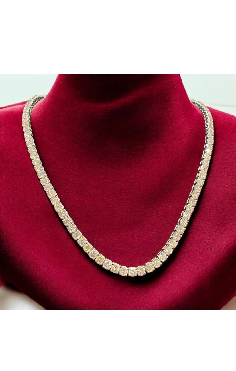 25.00 Karat Runde Diamanten in Brillantform  Gold-Tennis-Halskette (Rundschliff) im Angebot