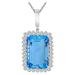 Pendentif aigue-marine 25,00 carats et diamant 2,40 carats