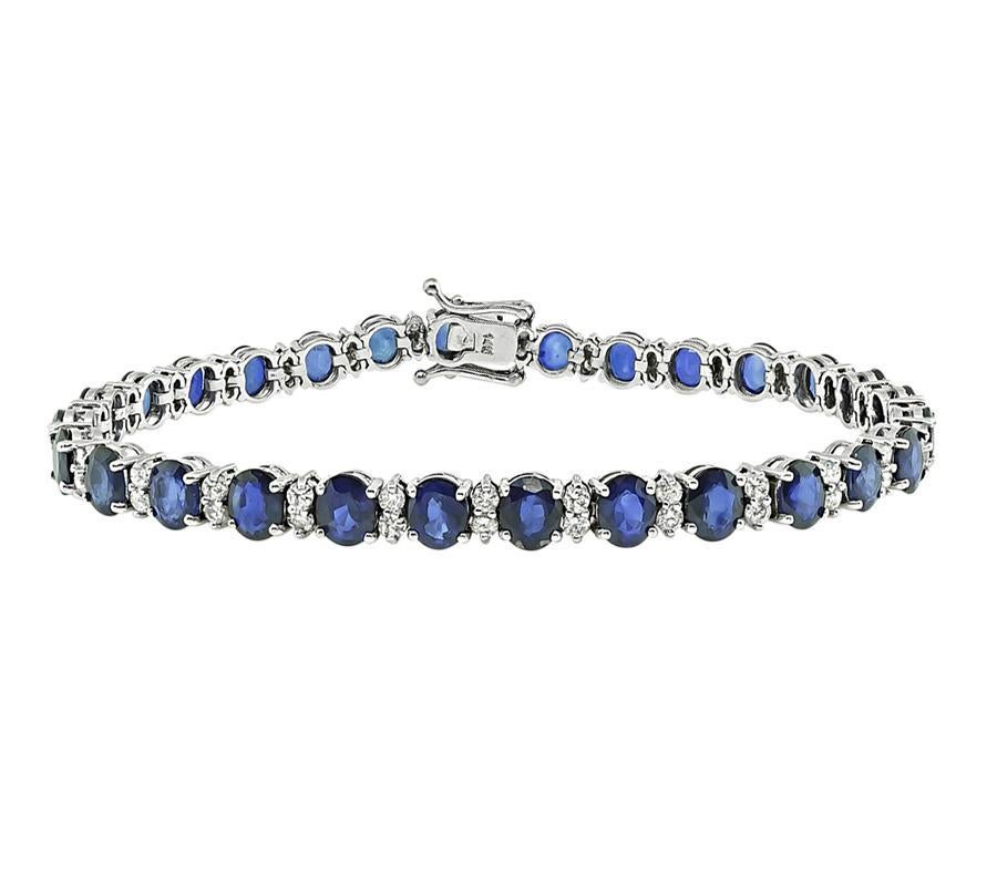 Taille ovale Bracelet de saphirs 25,00 carats et diamants 1,65 carat en vente