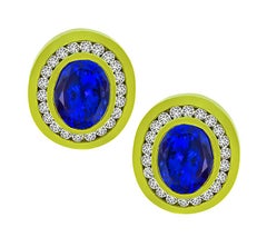 25.00 Carat Tanzanite 5.00 Carat Diamond Gold Earrings