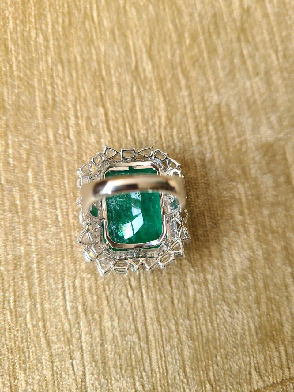 25.01 Carats, Zambian Emerald & Rose Cut Diamonds Cocktail/ Engagement Ring 1