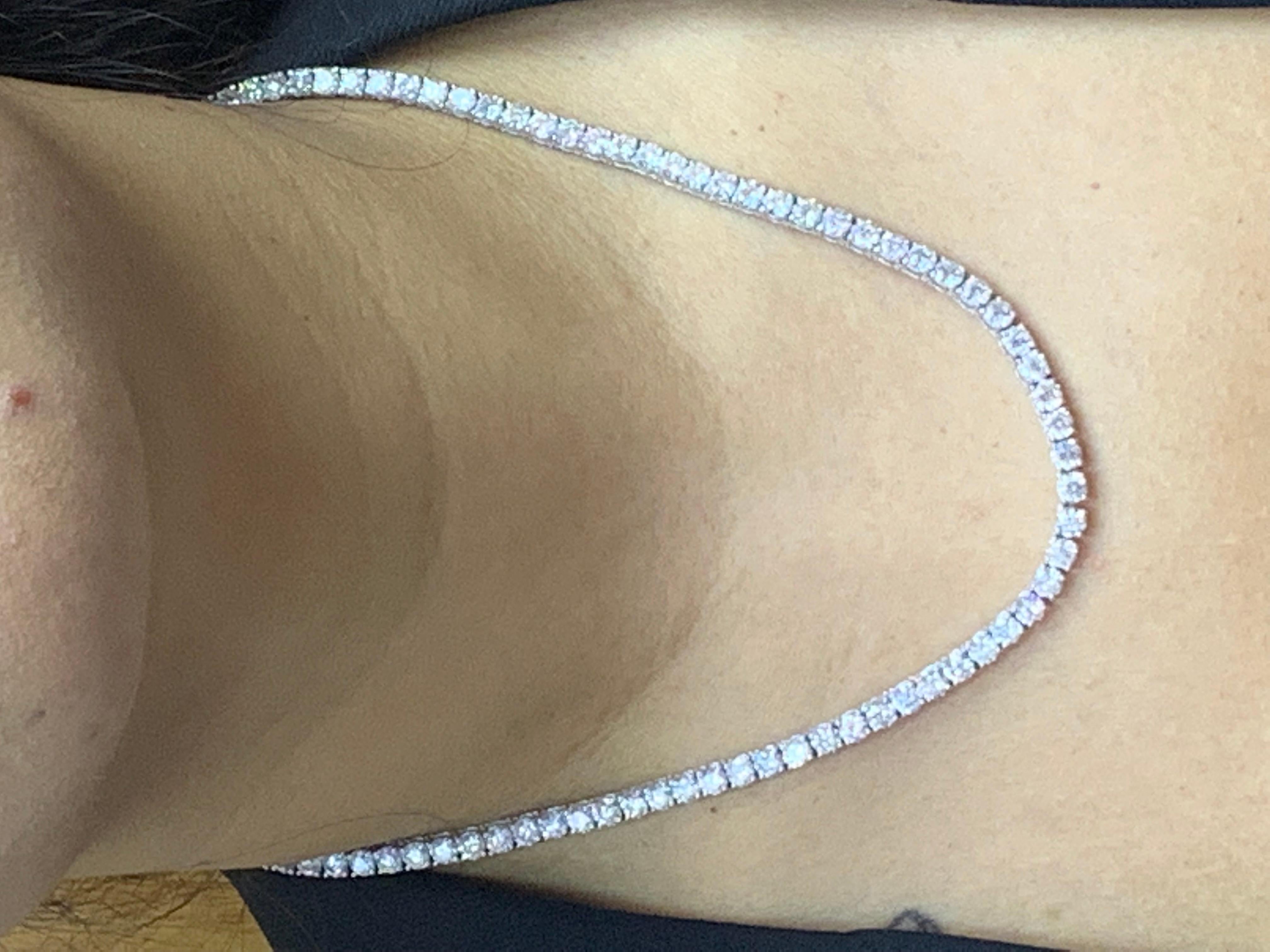 25.03 Carat Diamond Tennis Necklace in 14K White Gold For Sale 13