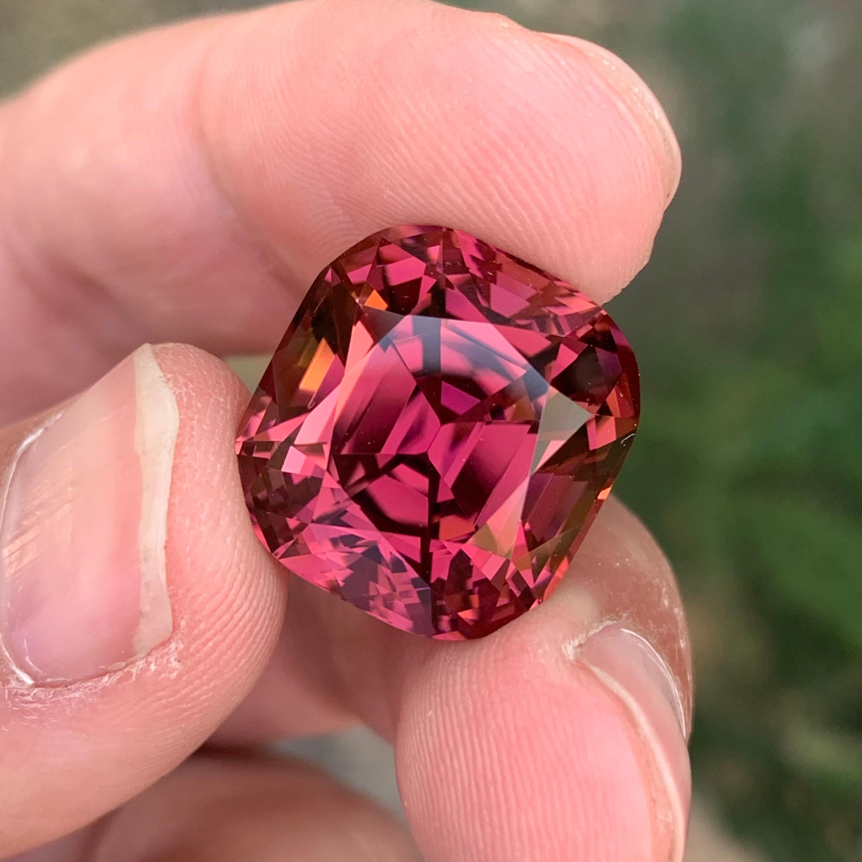 25.05 Carat Stunning Loose Deep Maroon Tourmaline Cushion Shape Gemstone For Sale 4
