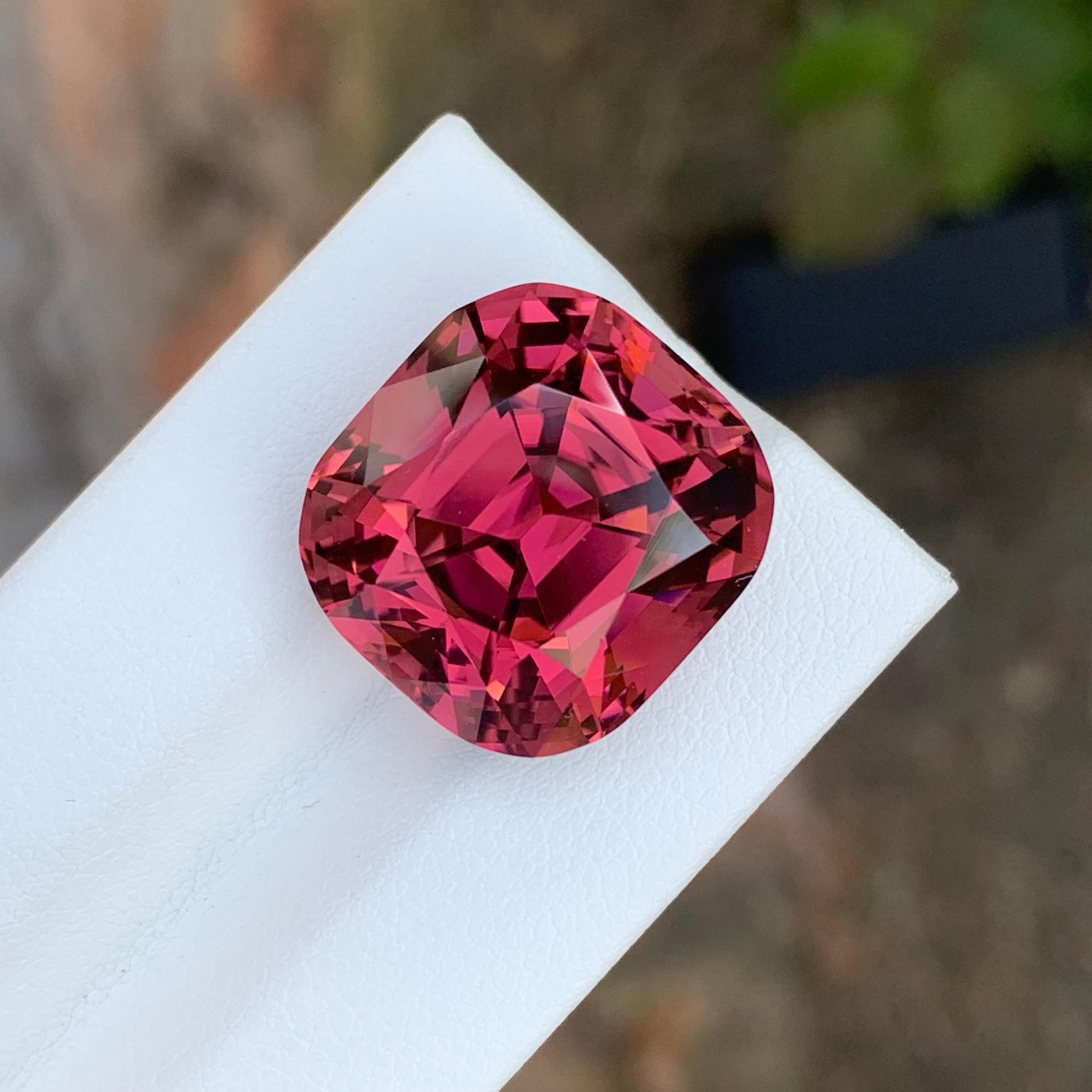 Arts and Crafts 25.05 Carat Stunning Loose Deep Maroon Tourmaline Cushion Shape Gemstone For Sale