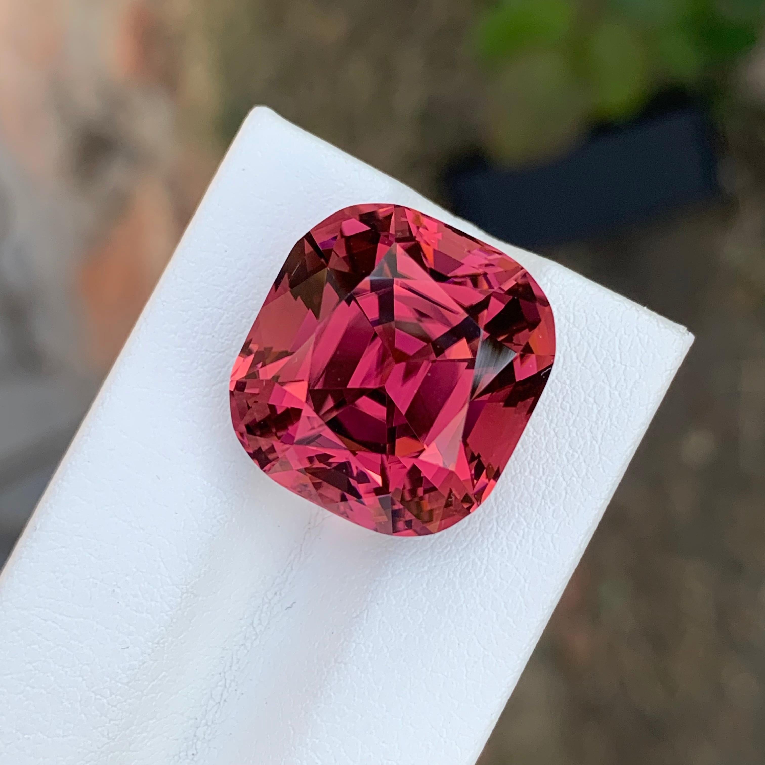 Cushion Cut 25.05 Carat Stunning Loose Deep Maroon Tourmaline Cushion Shape Gemstone For Sale
