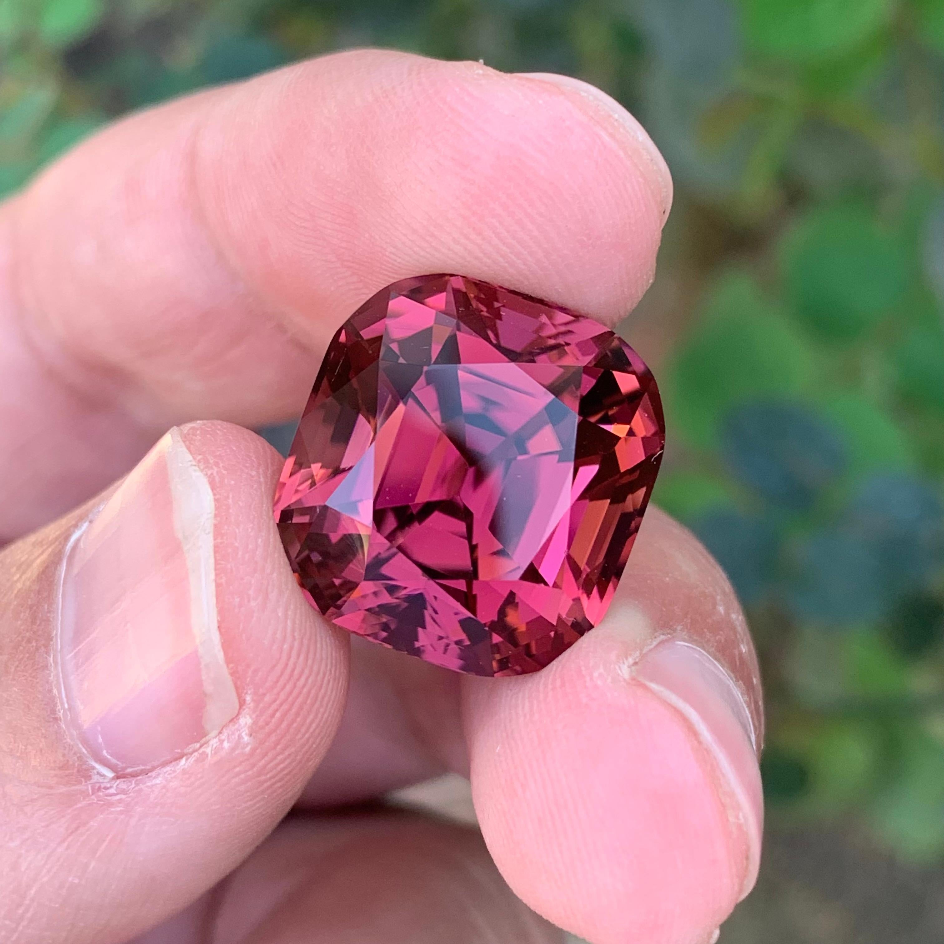 25.05 Carat Stunning Loose Deep Maroon Tourmaline Cushion Shape Gemstone For Sale 3