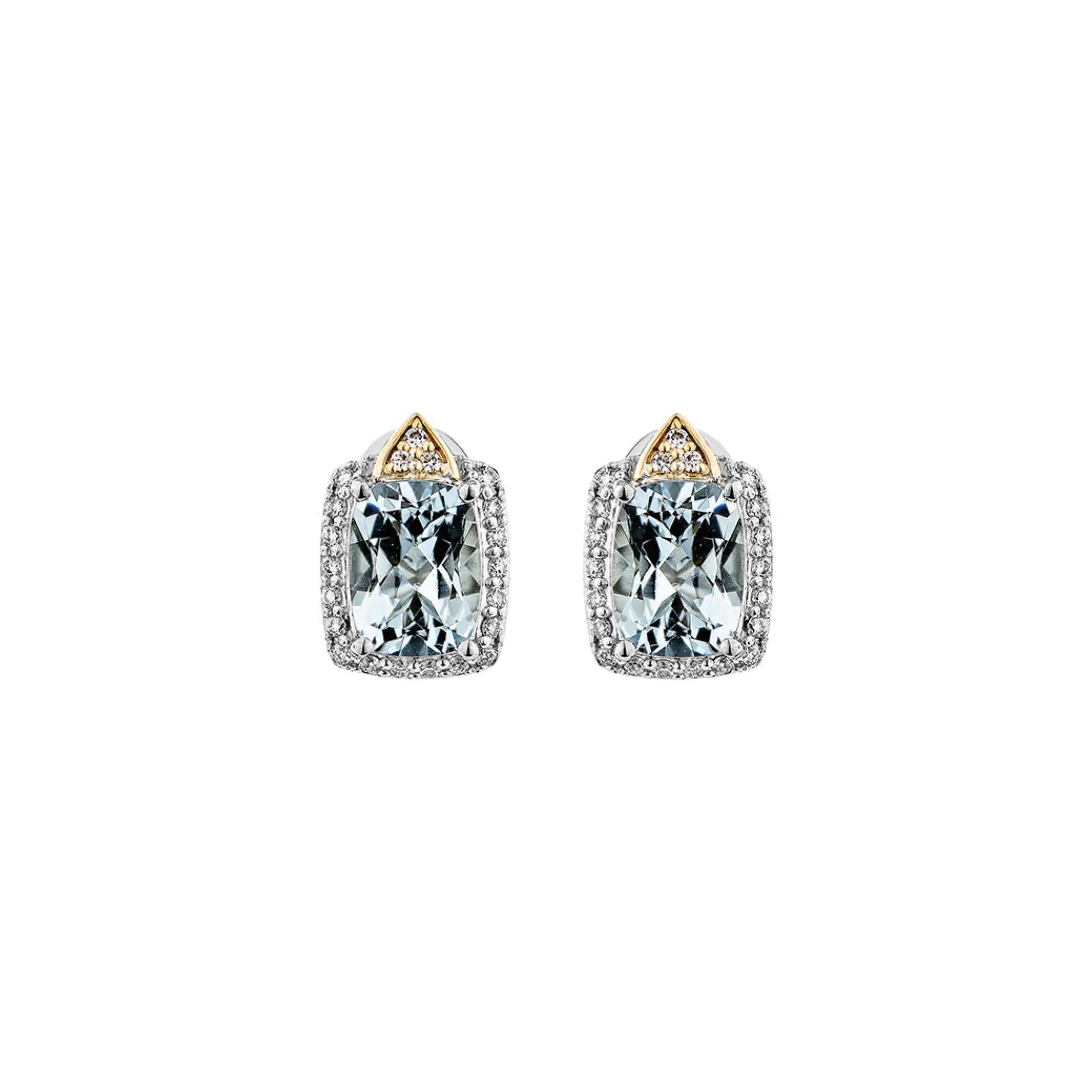 Contemporaneo Sunita Nahata Acquamarina 2.50ct. Orecchini con diamante in 18KWRG. in vendita