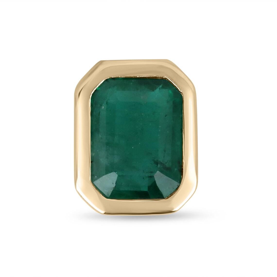 2.50ct 14K Emerald Cut Bezel Set Pendant Dark Green Emerald Multifunctional