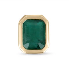 2.50ct 14K Emerald Cut Bezel Set Pendentif Dark Green Emerald Multifunctional