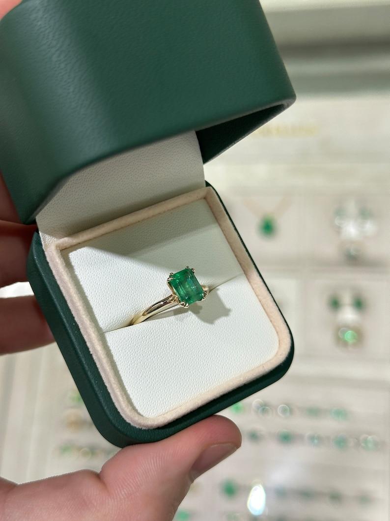 De las mujeres 2.50ct 14K Anillo Solitario Corte Esmeralda Natural, Compromiso Doble Garra en venta