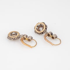 2.50ct Antique Victorian Diamond Drop Earrings Cluster 14k Gold Silver Jewelry