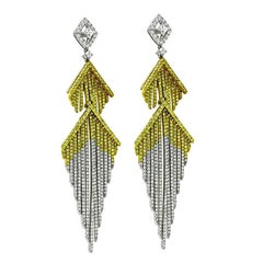 2.50ct Diamond 1.00ct Fancy Yellow Diamond 18k Gold Earrings