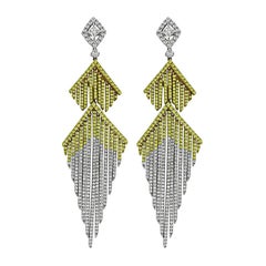 2.50ct Diamond 1.00ct Fancy Yellow Diamond 18k Gold Earrings