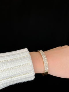 2.50 Carat Diamond 14k Gold Multi Row Pave Bangle Bracelet