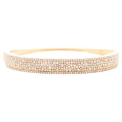 2.50 Carat Diamond 14k Gold Multi Row Pave Bangle Bracelet