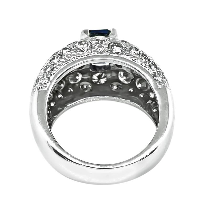 2.50ct Diamond 1.64ct Ceylon Sapphire Ring In Good Condition For Sale In New York, NY