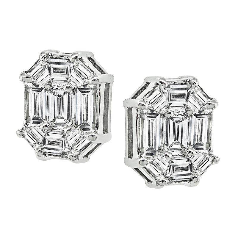 Baguette Cut 2.50 Carat Diamond Earrings