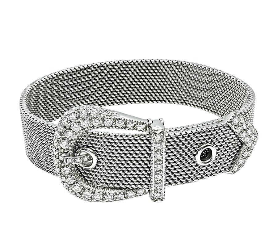 Taille ronde Bracelet boucle de ceinture en or à 2.50 ct de diamants en vente