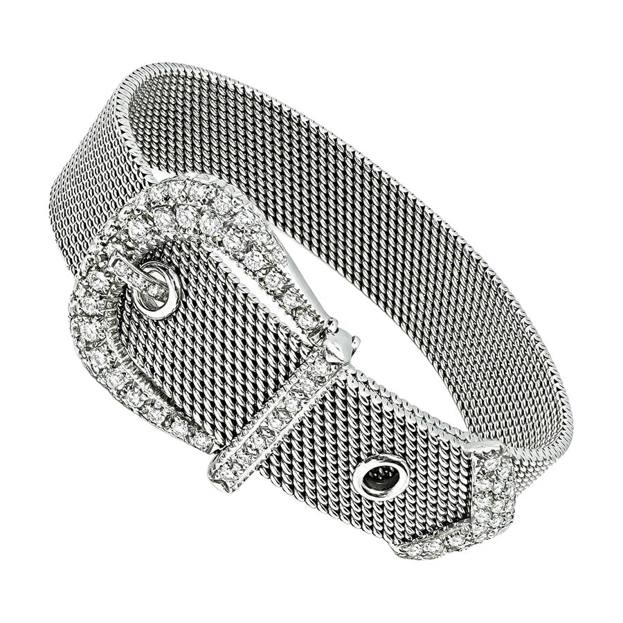 Bracelet boucle de ceinture en or à 2.50 ct de diamants en vente
