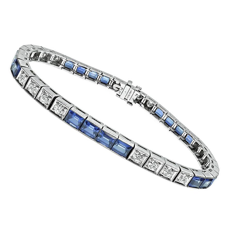 2.50ct Diamond Sapphire Line Bracelet
