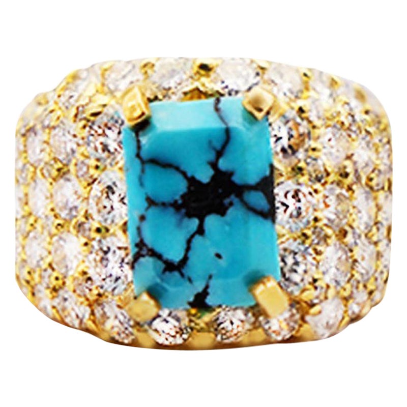 Anello a fascia larga con diamante turchese da 2,50 carati Qualità VS 18 carati