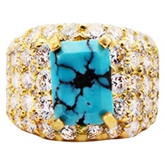 Anello a fascia larga con diamante turchese da 2,50 carati Qualità VS 18 carati