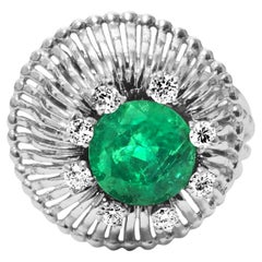 2.50ct Emerald and Diamond Ring in 14k White Gold