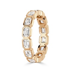 2.50ct Emerald Cut Diamond Eternity Band in 18k Champagne Yellow Gold