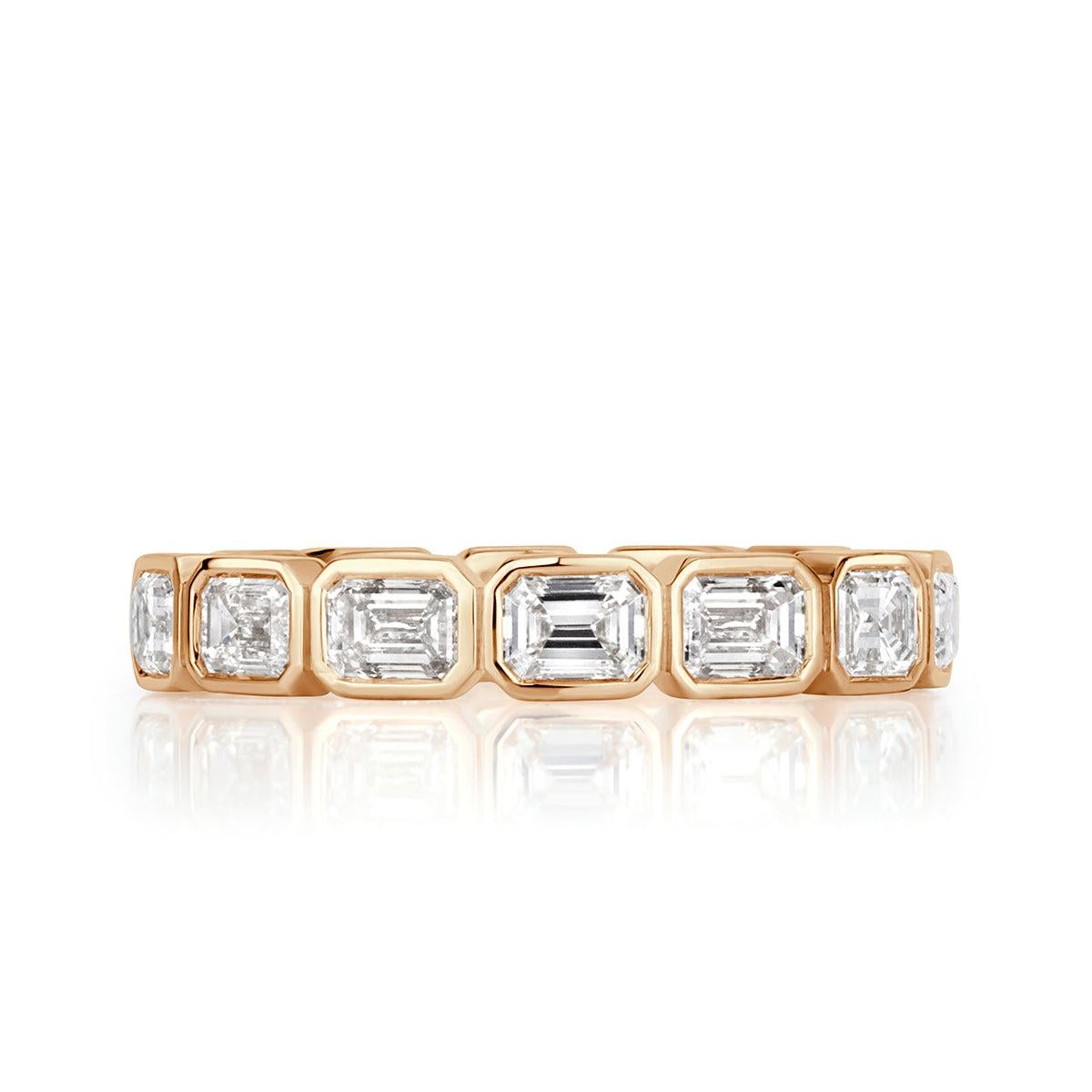 2.50ct Emerald Cut Diamond Eternity Band in 18k Champagne Yellow Gold