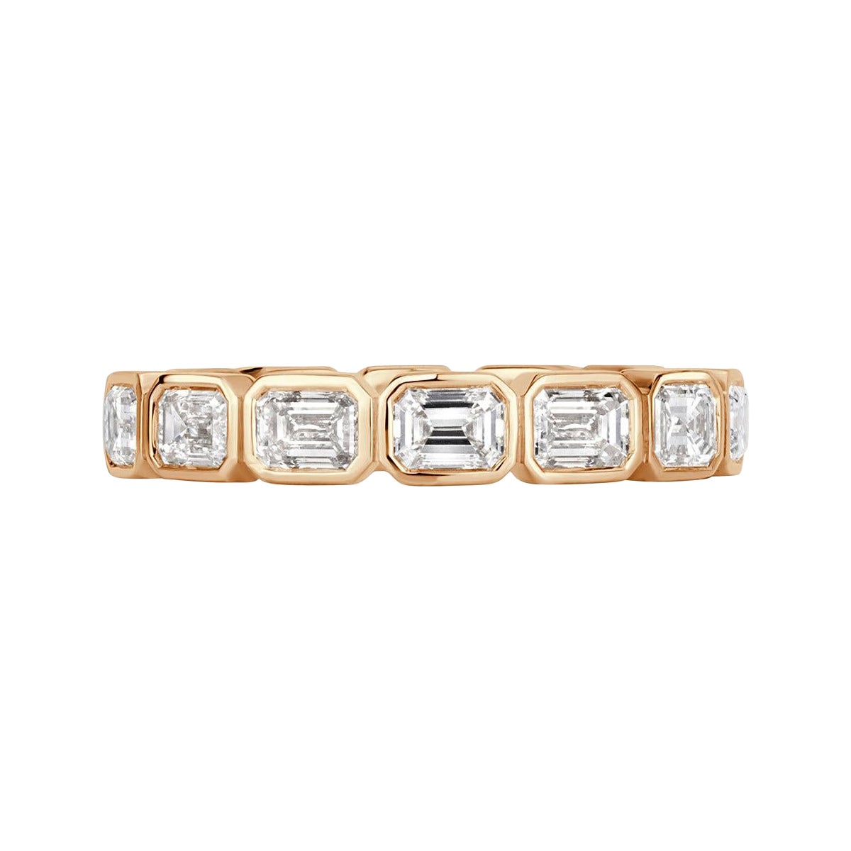 2.50ct Emerald Cut Diamond Eternity Band in 18k Champagne Yellow Gold