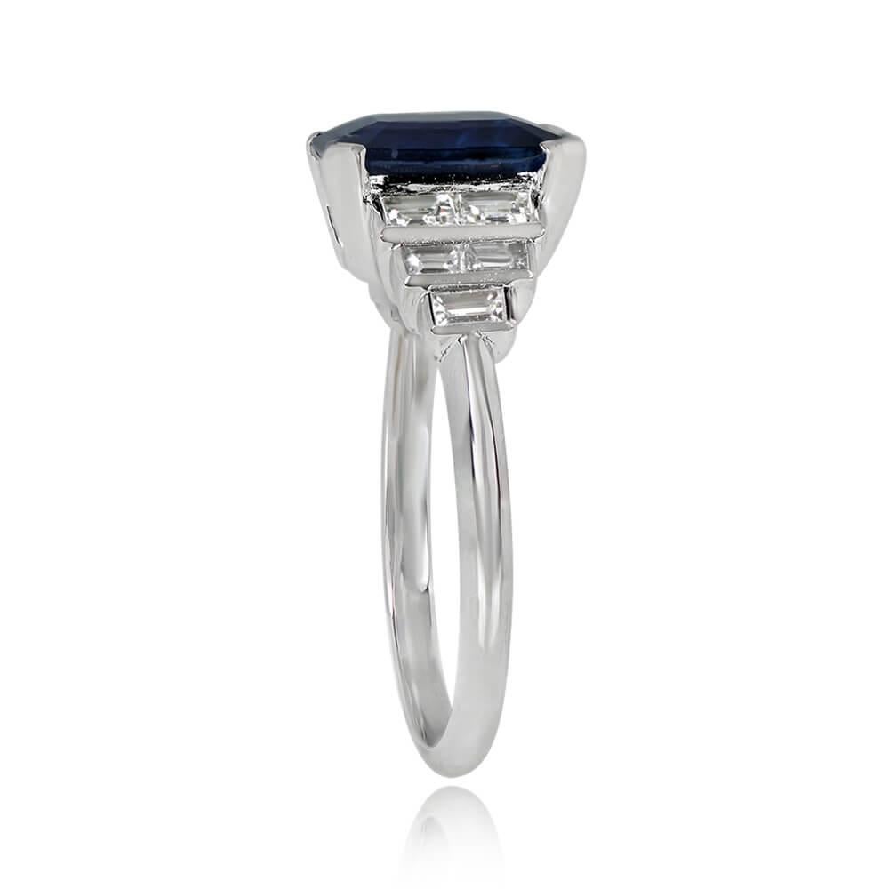 Women's 2.50ct Emerald Cut Natural Sapphire Engagement Ring, Platinum For Sale