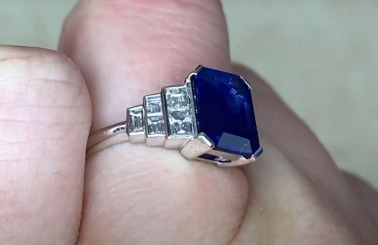 2.50ct Emerald Cut Natural Sapphire Engagement Ring, Platinum For Sale 2