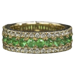 2,50 Karat Smaragd Diamant breiter Bandring 14k Gold