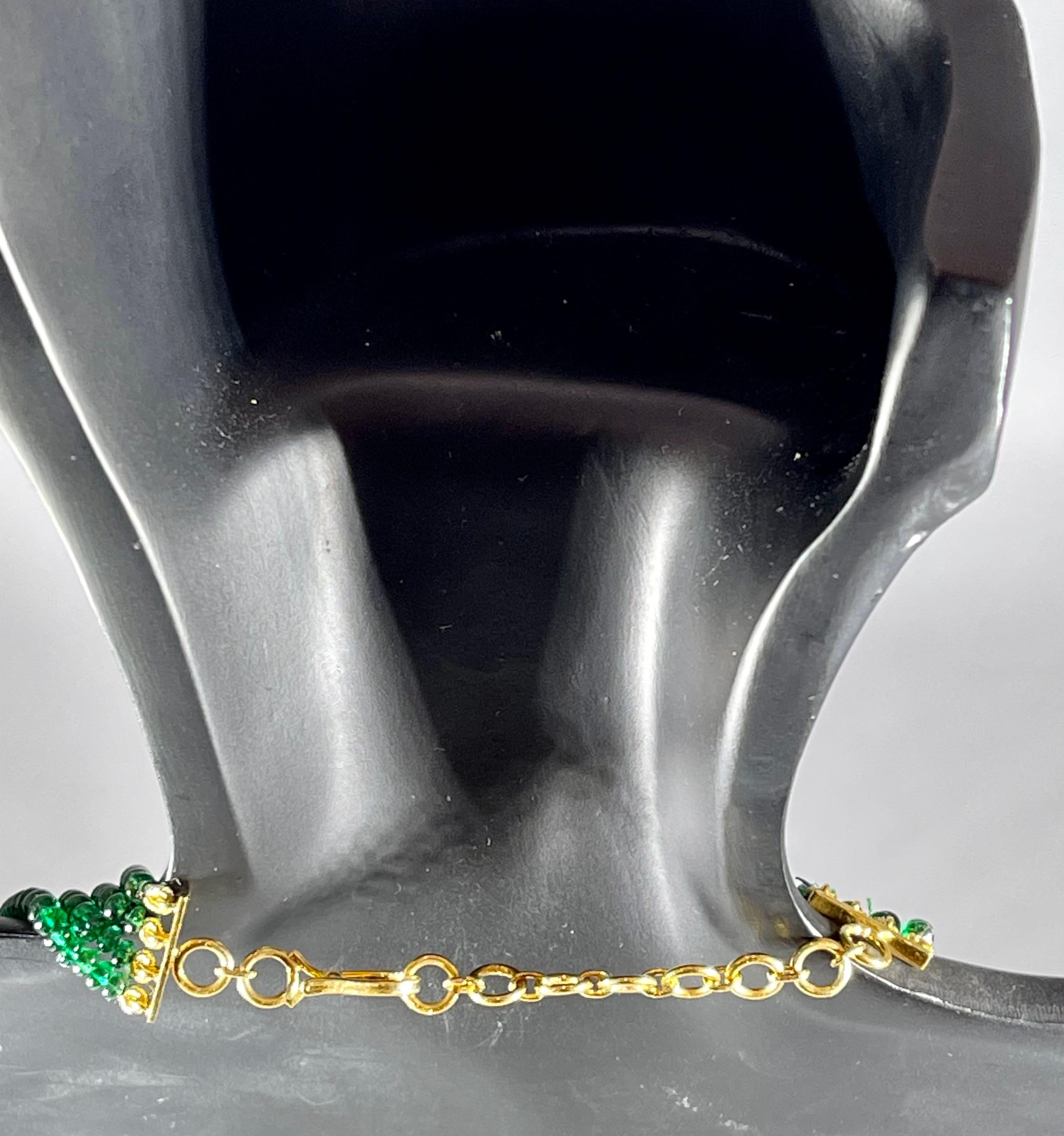 Collier 4 rangs de perles d'émeraude de 250ct avec fermoir en or jaune 14 Kt ajustable en vente 11